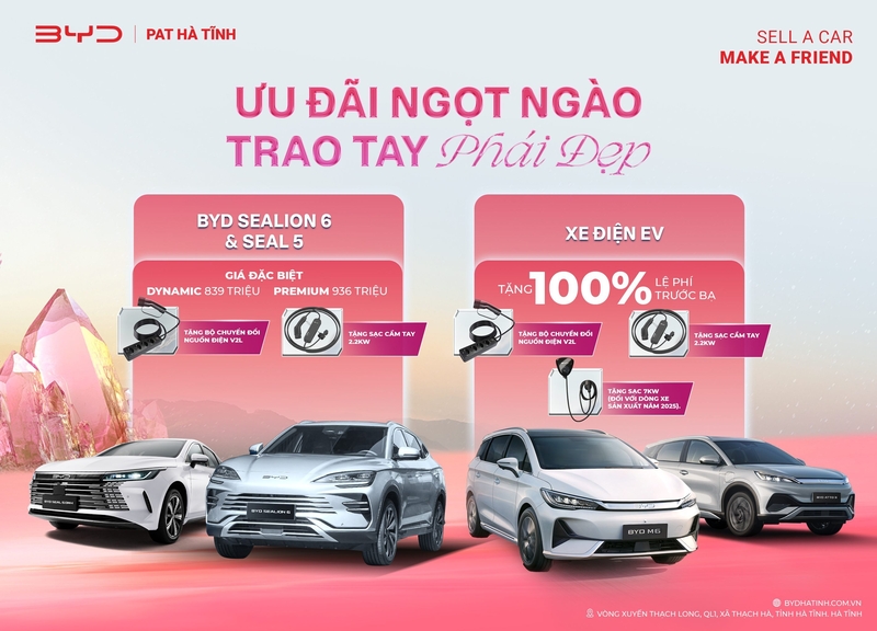 Khuyến Mãi Tháng 3: "Ưu Đãi Ngọt Ngào - Trao Tay Phái Đẹp" Tại BYD PAT Hà Tĩnh