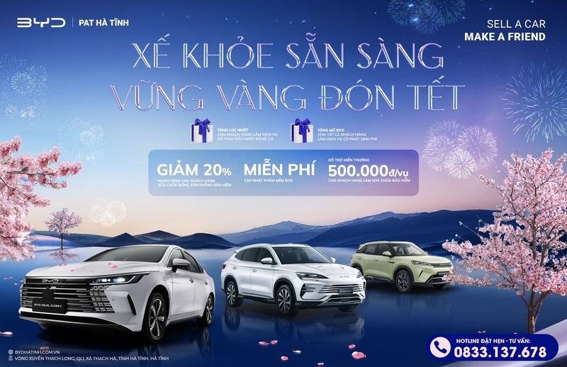 Bảo Dưỡng Xe BYD Đón Tết 2026: Nhận Ngàn Ưu Đãi Dịch Vụ Tại BYD Hà Tĩnh